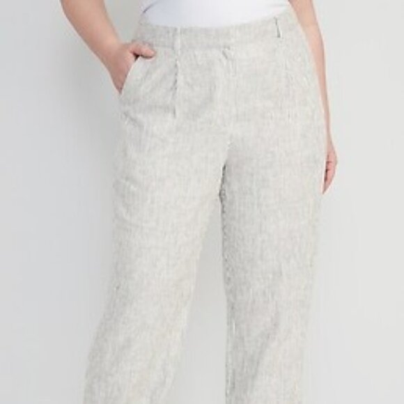 BOGO Old Navy Striped Linen Tailored Pants Charcoal Stripe Size XL - Picture 1 of 6